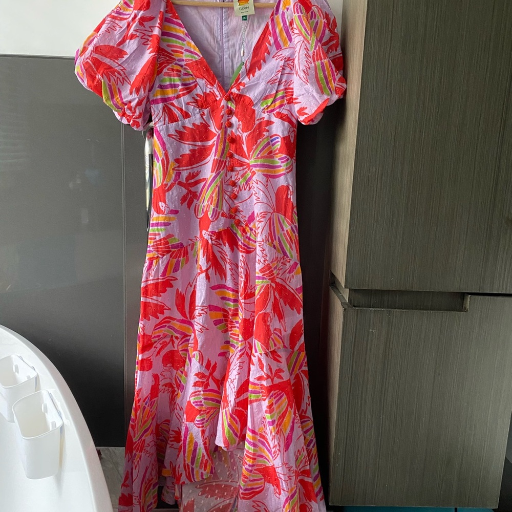 FARM Rio Lilac Colored Birds Dress NWT - Picture 9 of 11
